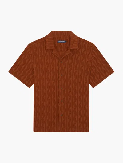 Frescobol Carioca Angelo Camp-collar Linen Shirt In Silk Brown