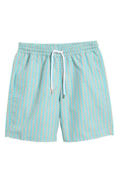 Frescobol Carioca Copacabana Swim Trunks In Club Green And Dusty Coral