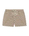 Frescobol Carioca Copacabana Wavy Stripe Classic Fit Swim Trunks In Brown