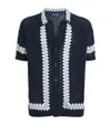 Frescobol Carioca Cotton Crochet Marques Cardigan In Blue
