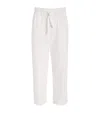 Frescobol Carioca Cotton-lyocell Crinkled Straight Trousers In White