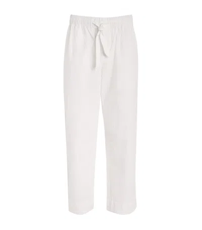 Frescobol Carioca Cotton-lyocell Crinkled Straight Trousers In White
