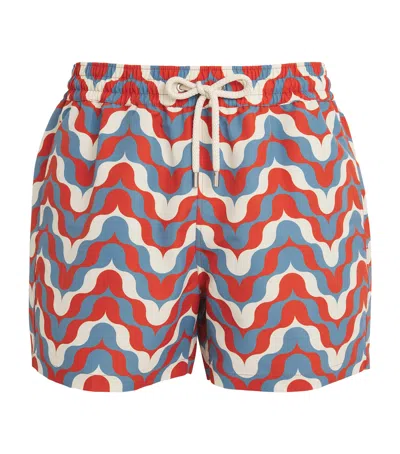 Frescobol Carioca Deserto Sport Swim Shorts In Burnt Orange  Denim Blue