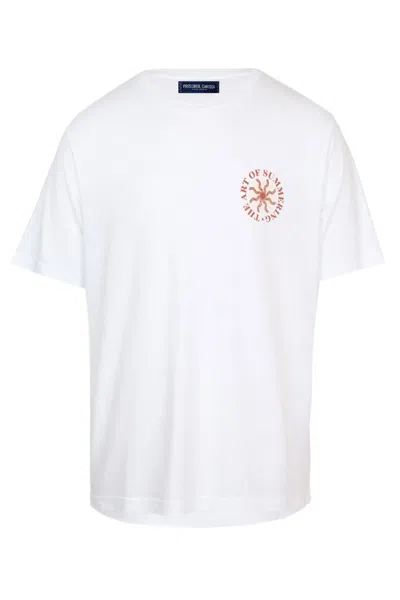 Frescobol Carioca Dinis Linen Blend Art Of Summering Printed Tee Copper In White
