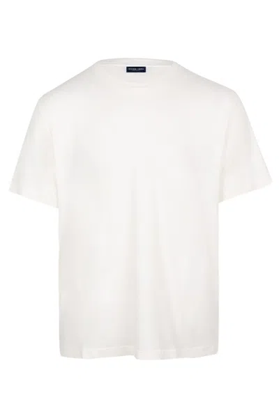 Frescobol Carioca Dinis Linen Blend Linear Floral Printed Tee Ivory In White