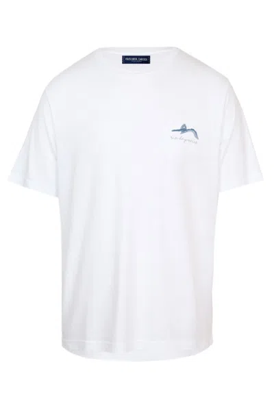 Frescobol Carioca Dinis Linen Blend Montahna Rdj Printed Tee Coastal Blue In White