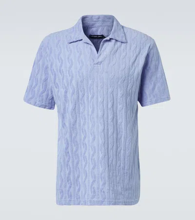 Frescobol Carioca Faustino Cotton Terry Polo Shirt In Blue