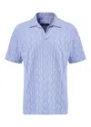 Frescobol Carioca Faustino Jacquard Terry Cotton Polo Short Sleeve Chambray Blue