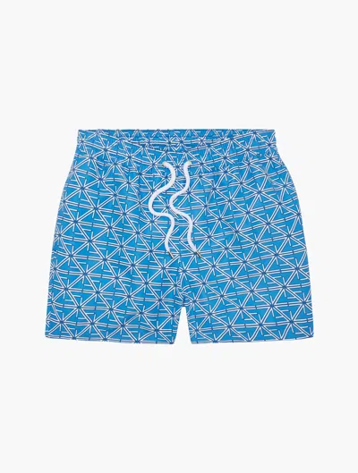 Frescobol Carioca Fc Monograma Sport Swim Shorts In Chateau Blue & White