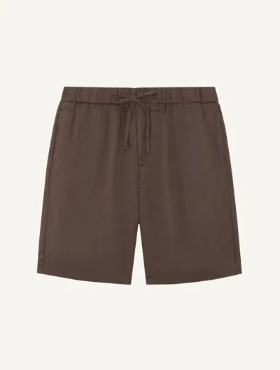 Frescobol Carioca Felipe Linen Shorts In Brown