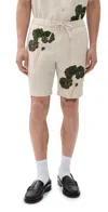 Frescobol Carioca Felipe Straight-leg Floral-print Linen Shorts In White