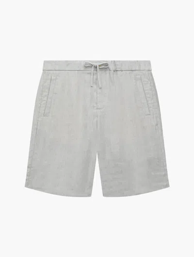Frescobol Carioca Felipe Linen Shorts In Light Melange Grey