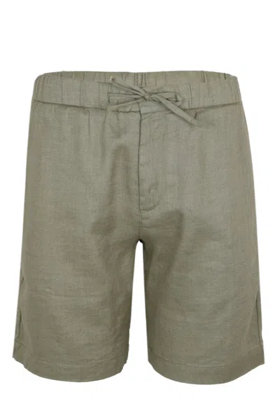 Frescobol Carioca Felipe Linen Shorts Willow Green In Multi