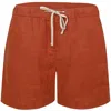 Frescobol Carioca Felipe Twill Linen Shorts Silk Brown In Brown