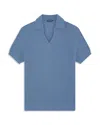 Frescobol Carioca Frescobol Carcioca Joaquim V Neck Short Sleeve Polo In Denim Blue