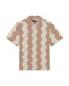 Frescobol Carioca Mens  Castro Duo Cubana Striped Regular-fit Linen Shirt In Ecru  Sienna