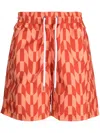 Frescobol Carioca Copacabana Checkered Board Swim Shorts In Red