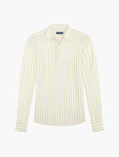 Frescobol Carioca Gustavo Striped Linen Shirt In Marble Stone