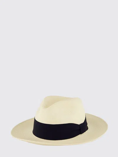 Frescobol Carioca Rafael Panama Hat Wide Ribbon Herringbone In Neutrals
