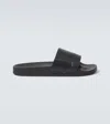 Frescobol Carioca Black Humberto Faux Leather Slides In Black