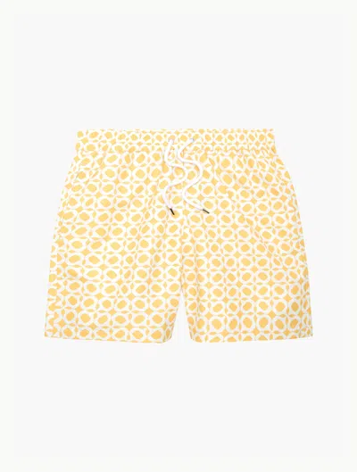 Frescobol Carioca Ipanema Weave Board Swim Shorts In Golden Sun & Silver White