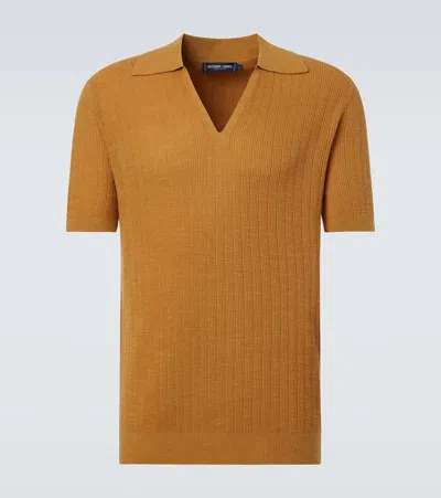 Frescobol Carioca Joaquim Cotton-blend Polo Shirt In Brown