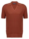 Frescobol Carioca Joaquim Ribbed V-neck T-shirt In Brown