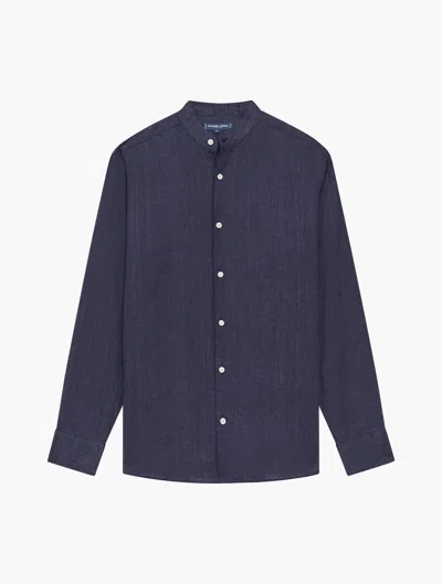 Frescobol Carioca Jorge Linen Shirt In Midnight-blue