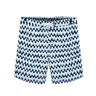 Frescobol Carioca Kids Swimming Shorts In Navy/sky Blue