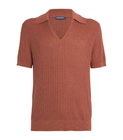Frescobol Carioca Knitted Joaquim Polo Shirt In Brown
