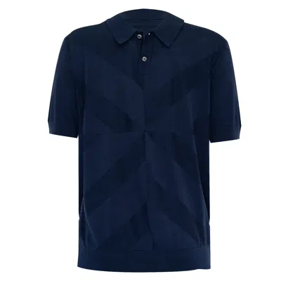 Frescobol Carioca Knitted Polo Shirt In Navy Blue