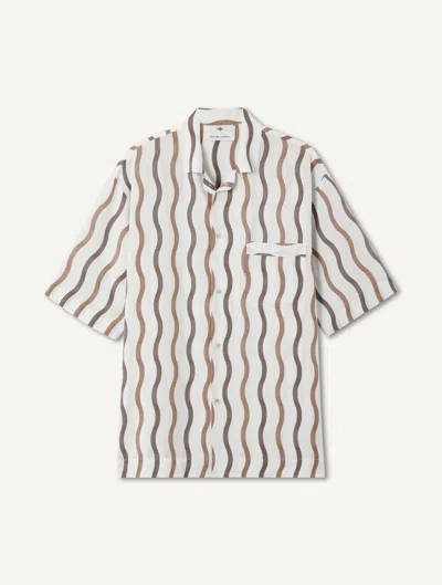 Frescobol Carioca La Marzocco Cassio Linen-blend Pyjama Shirt In Brown
