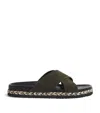 Frescobol Carioca Leather Breno Espadrille Slides In Green