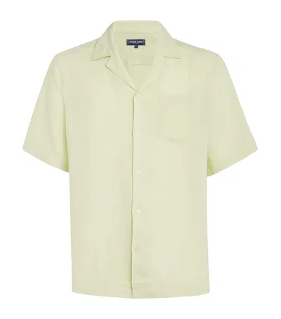 Frescobol Carioca Linen Angelo Shirt In Green