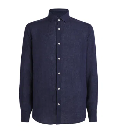 Frescobol Carioca Linen Antonio Shirt In Blue