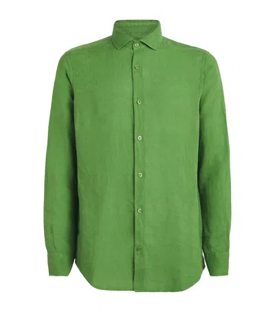 Frescobol Carioca Linen Antonio Shirt In Green