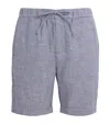 Frescobol Carioca Felipe High-rise Linen-cotton Blend Shorts In Blue