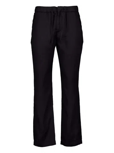 Frescobol Carioca Linen Drawstring Trousers In Black