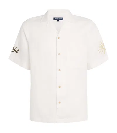Frescobol Carioca Linen Embroidered Alves Shirt In White