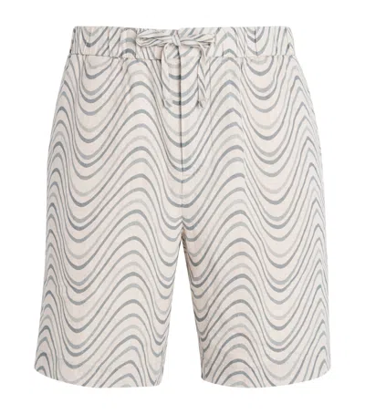 Frescobol Carioca Linen Felipe Shorts In Blue