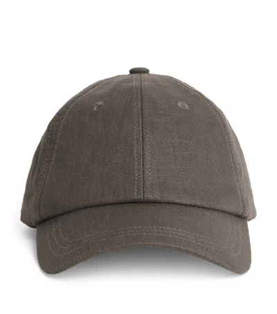 Frescobol Carioca Linen Fernando Baseball Cap In Green