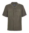 Shop Frescobol Carioca Linen Flavio Palmeira Shirt In Green
