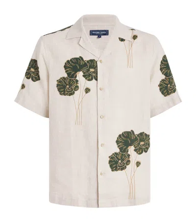 Frescobol Carioca Linen Floral Roberto Shirt In White