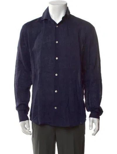 Pre-owned Frescobol Carioca Linen Long Sleeve Dress Shirt In Blue