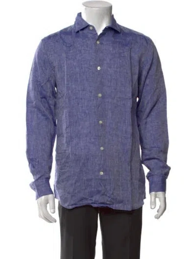 Pre-owned Frescobol Carioca Linen Long Sleeve Dress Shirt In Purple