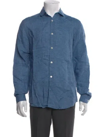 Pre-owned Frescobol Carioca Linen Long Sleeve Shirt In Blue