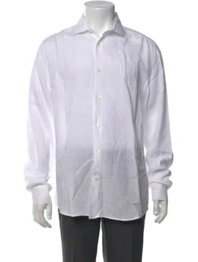 Pre-owned Frescobol Carioca Linen Long Sleeve Shirt In White