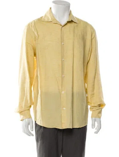 Pre-owned Frescobol Carioca Linen Long Sleeve Shirt In Yellow