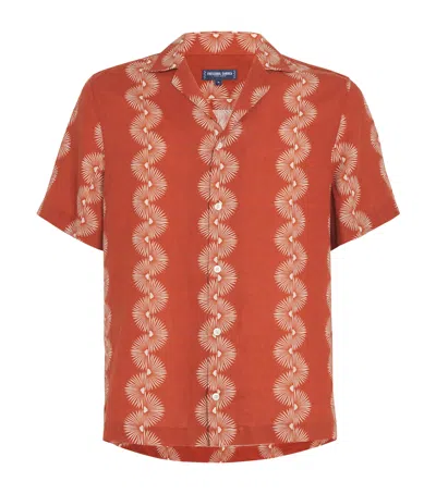 Frescobol Carioca Roberto Camp-collar Printed Linen Shirt In Orange