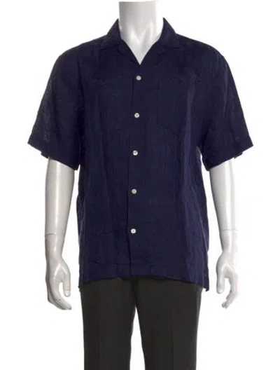 Pre-owned Frescobol Carioca Linen Short Sleeve Shirt In Blue